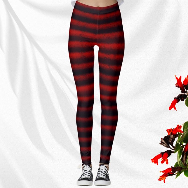 Moderne Streifen schwarz und rot Leggings (Von Creator hochgeladen)