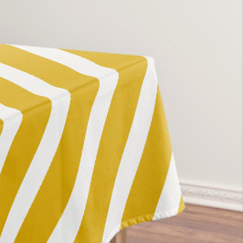 Moderne Streifen | Senfgelb und weiß gestreift Tischdecke