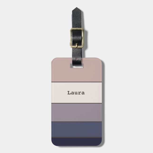 Moderne Streifen Stilvoll Pink Lila Simple Young Gepäckanhänger (Vorderseite vertikal)