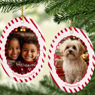 Moderne Streifen-Weihnachtskekse 2 Fotos Keramik Ornament