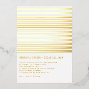 Moderne Streifenmuster Minimalistische Hochzeit Folieneinladung