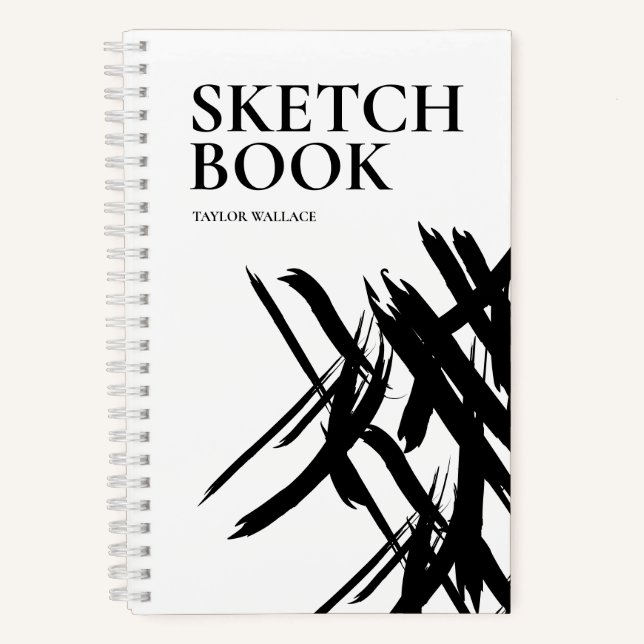 Moderne Striche Sketch Personalisiert Notizbuch (Vorderseite)