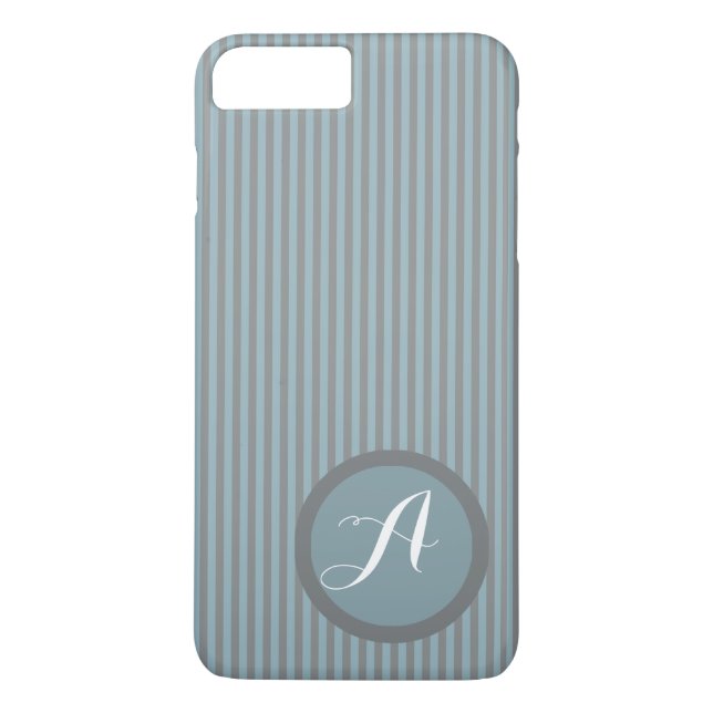 Moderne Strickblau Monogram Phone Case (Rückseite)