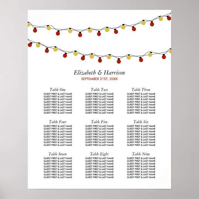 Moderne String-Leuchten, Red & Gold-Seekarte Poster (Vorne)