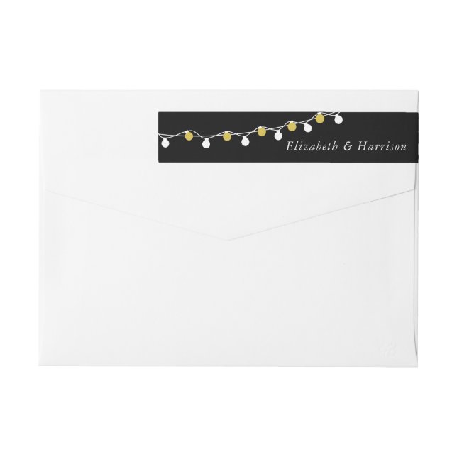 Moderne String Lights, White & Gold Wedding (Rückseite)