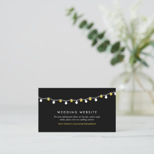 Moderne String Lights, White & Gold Wedding Websit Begleitkarte