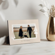 Moderne Stripe Frame Evergreen Weihnachtsbaum Foto