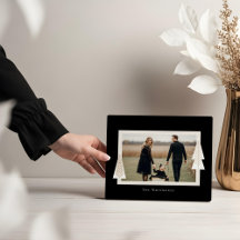 Moderne Stripe Frame Evergreen Weihnachtsbaum Foto