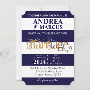Moderne Stripe Navy White 12x18 Wedding Einladung