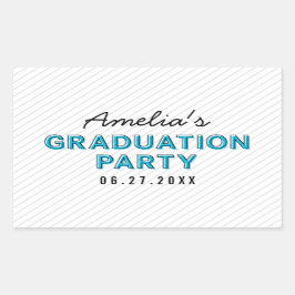 Moderne Stripes Blue Graduation Party Rechteckiger Aufkleber