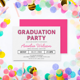 Moderne Stripes Pink Graduation Party Einladung