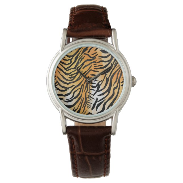 Moderne Stripte Tigerfelle Print big cats feline a Armbanduhr (Vorderseite)