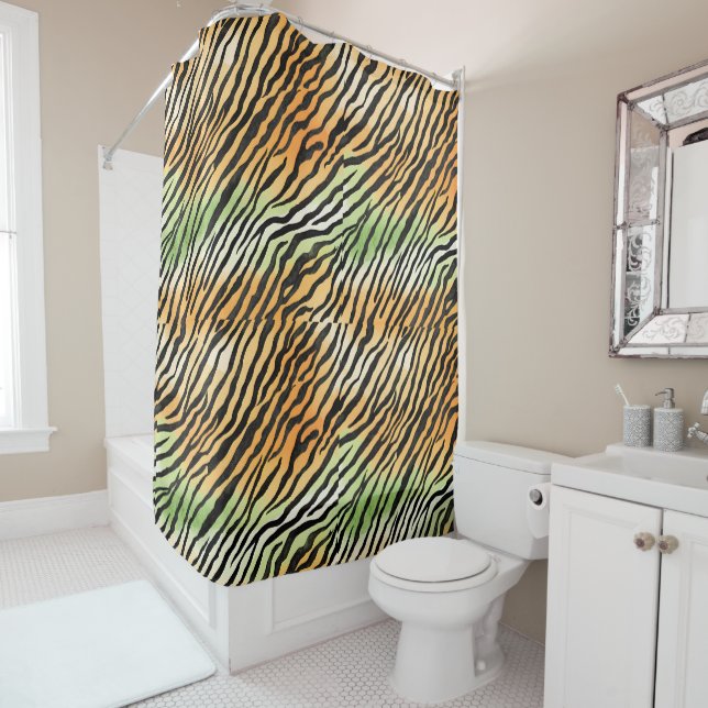 Moderne Stripte Tigerfelle Print big cats feline a Duschvorhang (Beispiel)