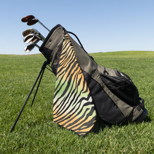 Moderne Stripte Tigerfelle Print big cats feline a Golfhandtuch (Gras)