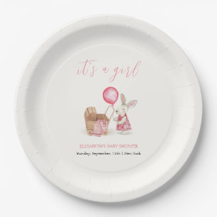 Moderne Stroller Bunny Balloon Girl Baby Dusche Pappteller