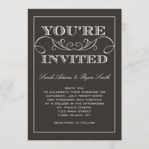 Moderne Strudel-Schwarz-Hochzeits-Einladung Einladung