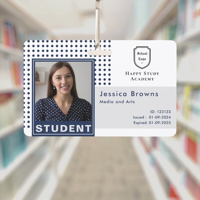 Moderne Studierende Ausweis Foto Navy Blue Univers (Von Creator hochgeladen)