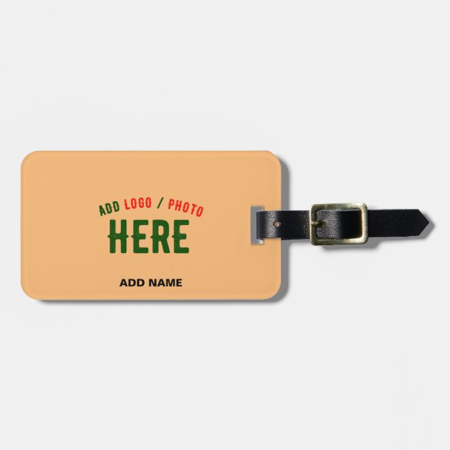 MODERNE STYLISCH-MODERNE CUSTOM PEACH ORANGE ÜBERP GEPÄCKANHÄNGER (Vorderseite horizontal)