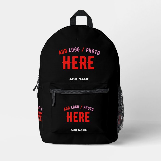 MODERNE, STYLISCH ZOLLBARE, SCHWARZE VERIFIZIERTE  BEDRUCKTER RUCKSACK (Vorderseite)