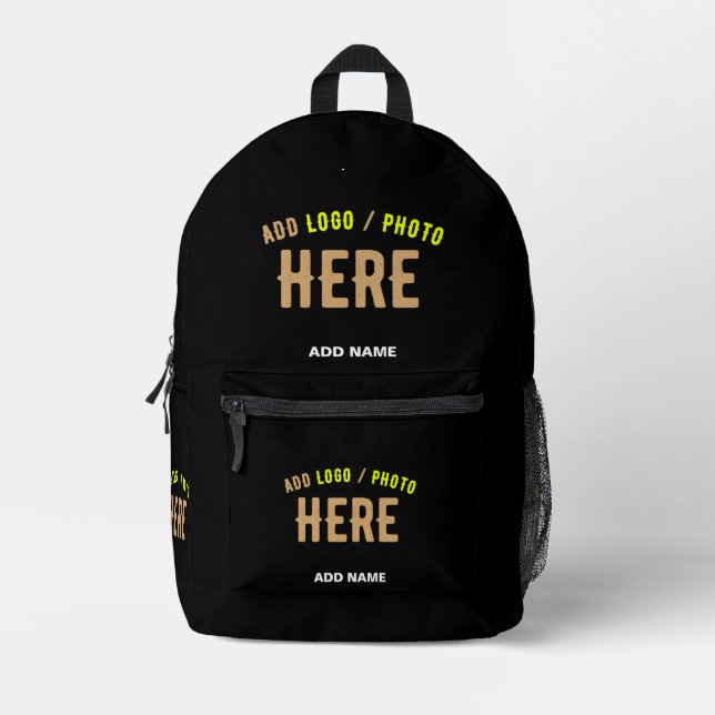 MODERNE, STYLISCH ZOLLBARE, SCHWARZE VERIFIZIERTE  BEDRUCKTER RUCKSACK (Vorderseite)