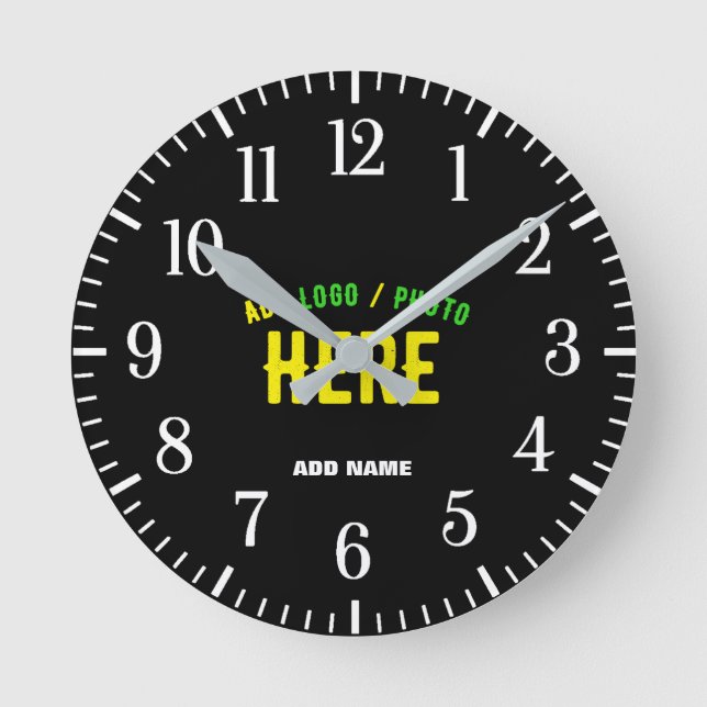 MODERNE, STYLISCH ZOLLBARE, SCHWARZE VERIFIZIERTE  RUNDE WANDUHR (Vorderseite)