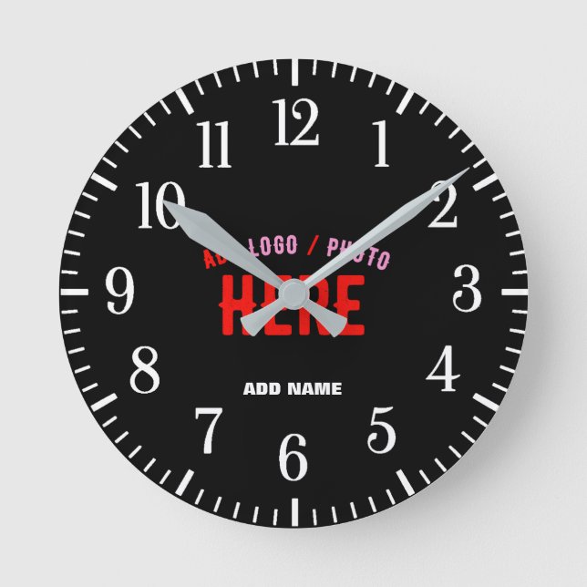MODERNE, STYLISCH ZOLLBARE, SCHWARZE VERIFIZIERTE  RUNDE WANDUHR (Vorderseite)