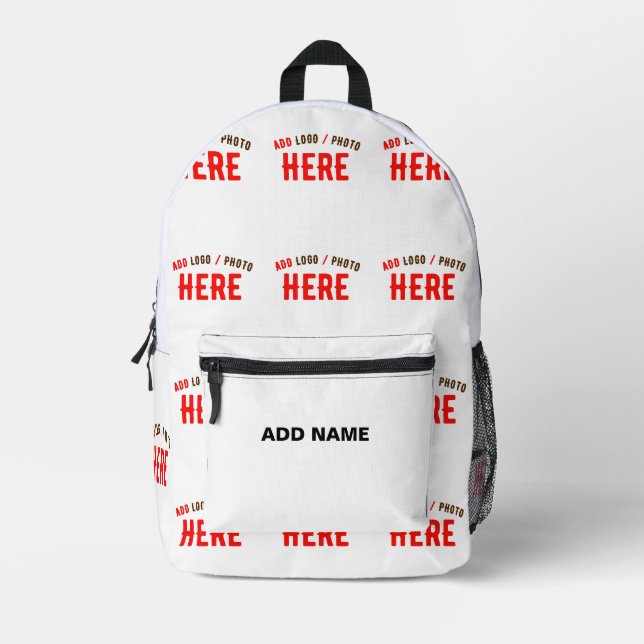 MODERNE, STYLISCH ZOLLBARE WEISSE, ÜBERPRÜFT MARKI BEDRUCKTER RUCKSACK (Vorderseite)