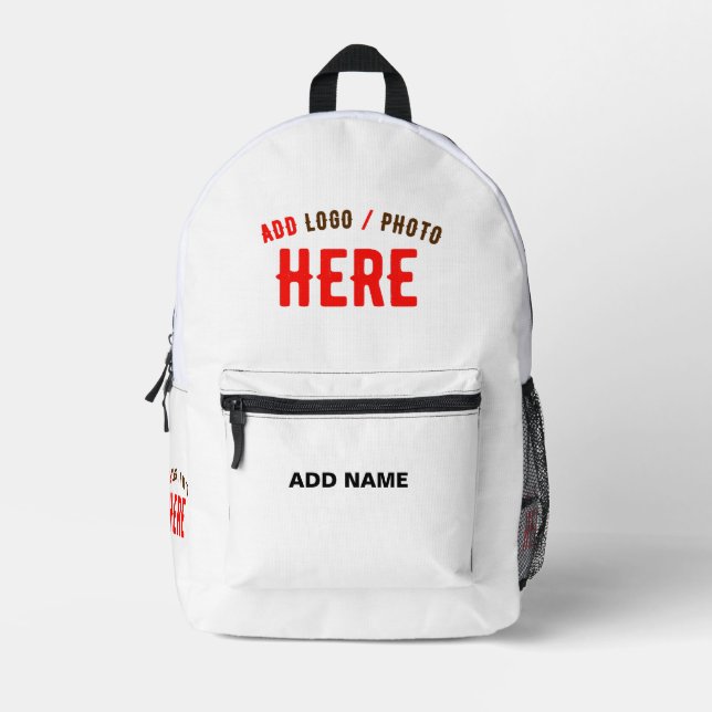 MODERNE, STYLISCH ZOLLBARE WEISSE, ÜBERPRÜFT MARKI BEDRUCKTER RUCKSACK (Vorderseite)