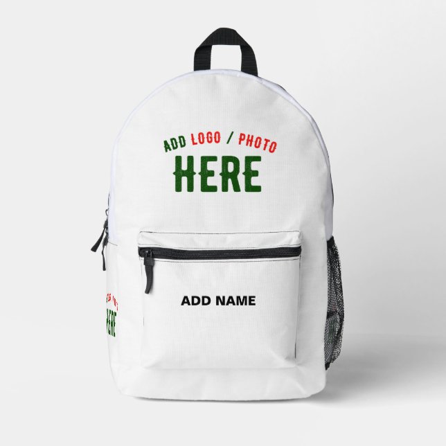 MODERNE, STYLISCH ZOLLBARE WEISSE, ÜBERPRÜFT MARKI BEDRUCKTER RUCKSACK (Vorderseite)