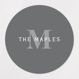 Moderne, stylische dunkelgraue Monogramm und Name Etiketten