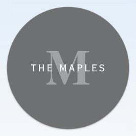 Moderne, stylische dunkelgraue Monogramm und Name Etiketten