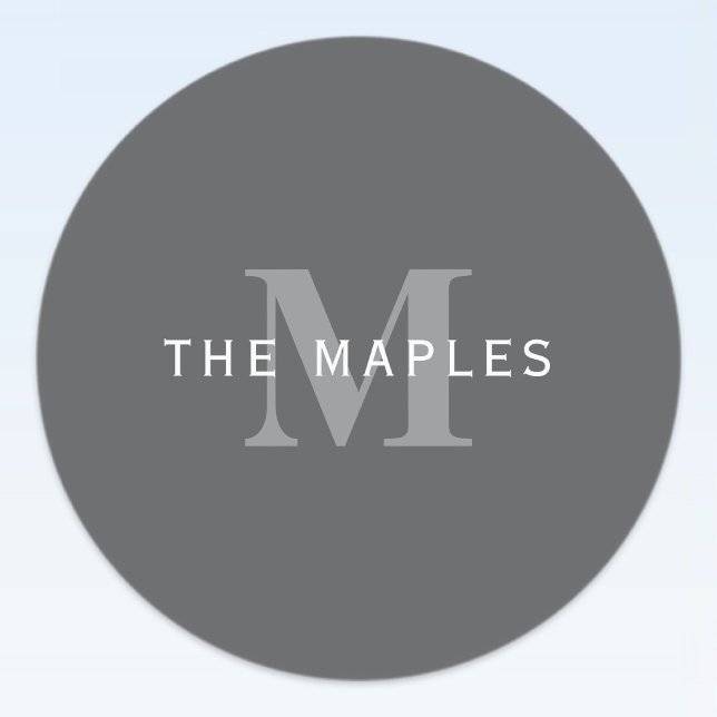 Moderne, stylische dunkelgraue Monogramm und Name Etiketten (Von Creator hochgeladen)