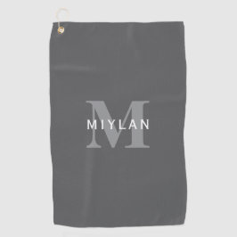 Moderne, stylische dunkelgraue Monogramm und Name Golfhandtuch