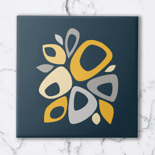 Moderne Stylische Navy Senfgelb Abstrakt Fliese