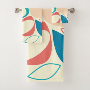 Moderne Stylish Blue Peach Turquoise Abstrait Moti
