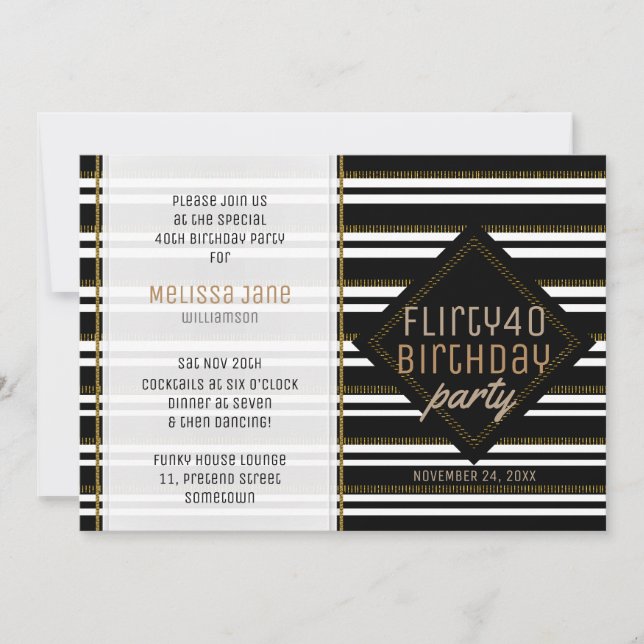 Moderne stylish Femme 40e anniversaire Invitations (Devant)