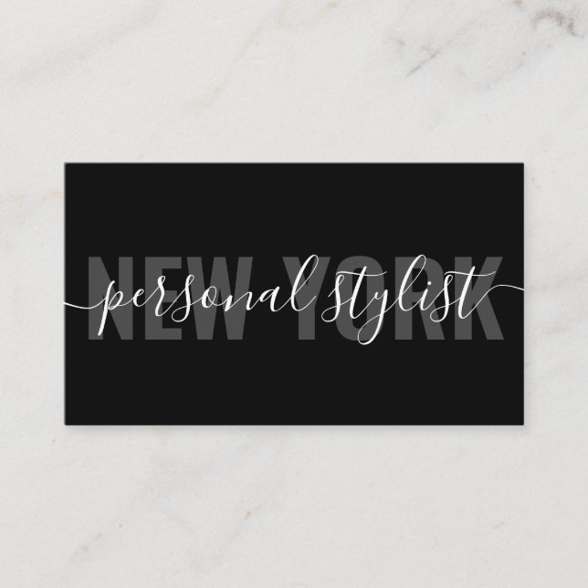 Moderne Stylist-Schriftzeichen mit schwarzem Chic Visitenkarte (Vorderseite)