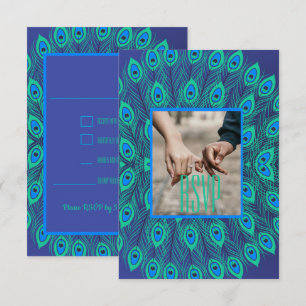 MODERNE STYLIZIERTE PEACOCK BIRD FEATHER PATTERBLA EINLADUNG