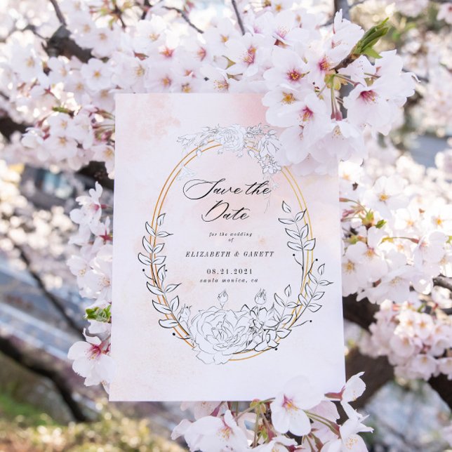 Moderne subtil Blush Floral Enregistrer la carte d (Créateur téléchargé)