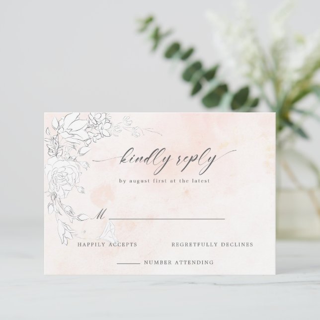 Moderne, subtile Blütenblume RSVP-Karte RSVP Karte (Stehend Vorderseite)