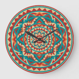 Moderne Südwest-Mandala Große Wanduhr