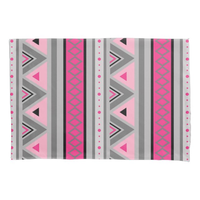 Moderne Südwestgeometrie, Rosa und Grau Kissenbezug (Vorderseite)