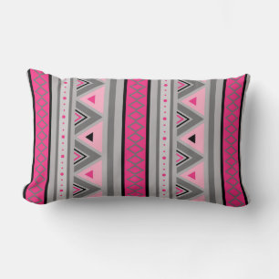Moderne Südwestgeometrie, Rosa und Grau Lendenkissen