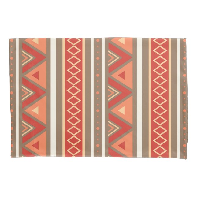 Moderne Südwestgeometrie, Taupe & Orange Kissenbezug (Vorderseite)