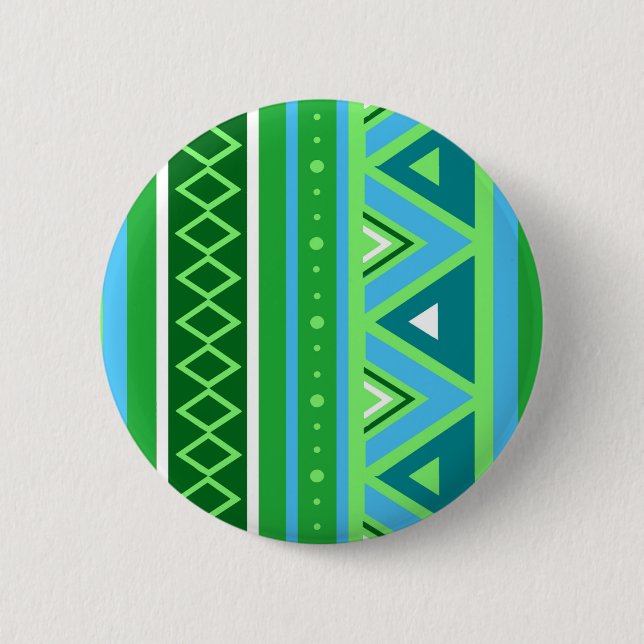 Moderne südwestliche Geometrie, Grün und Aqua Button (Vorderseite)