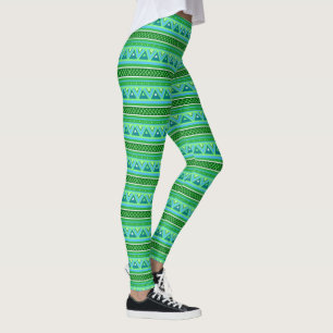 Moderne südwestliche Geometrie, Grün und Aqua Leggings