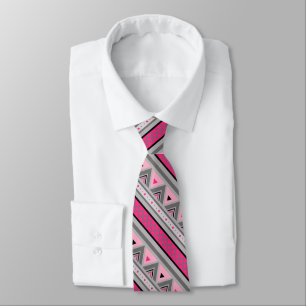 Moderne südwestliche Geometrie, Rosa und Grau Krawatte