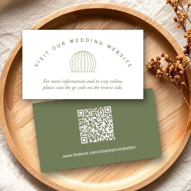 Moderne südwestliche Kaktus QR Code Wedding Begleitkarte (Modern Southwestern Cactus QR Code Wedding Enclosure Card)