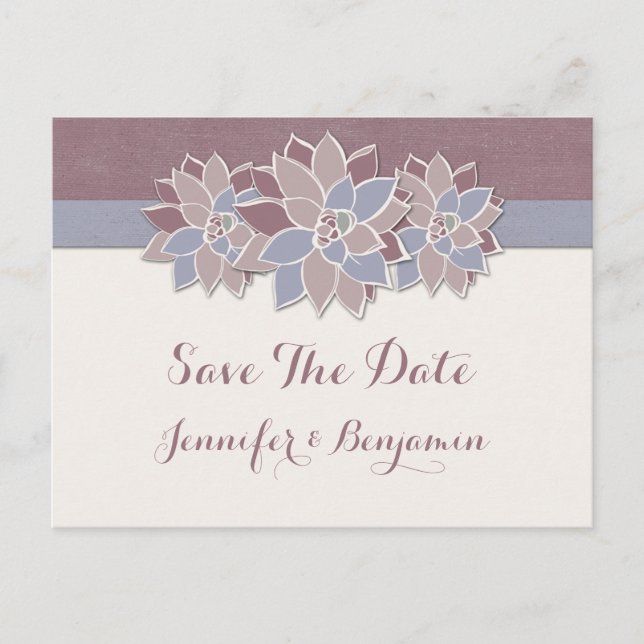 Moderne Sukkulturen Save the Date Ankündigungspostkarte (Vorderseite)