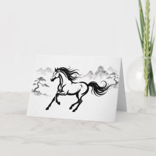 Moderne Sumi-E-Tinte Chinesisches Jahr des Pferd Feiertagskarte